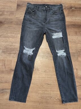 Maverick The Collection Straight Leg Distressed Jeans in Charcoal Gray Size 11